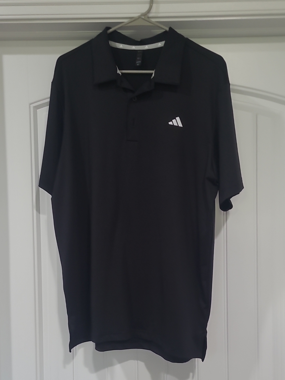 adidas Black Short-Sleeve Polo with White Logo